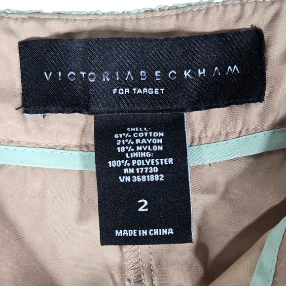 Victoria Beckham Shorts Womens 2 Mint Green Lace Crochet Lined High Waist - Picture 7 of 10